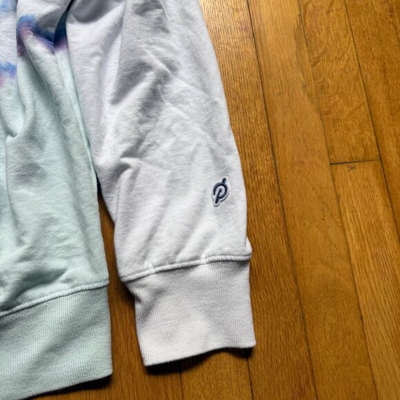 Peloton Size L White Blue Sunburst Tie-Dye Half Zip Pullover Hoodie Sweatshirt - Picture 6 of 15